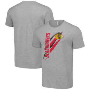 Men's Starter Heather Gray Chicago Blackhawks Color Scratch T-Shirt